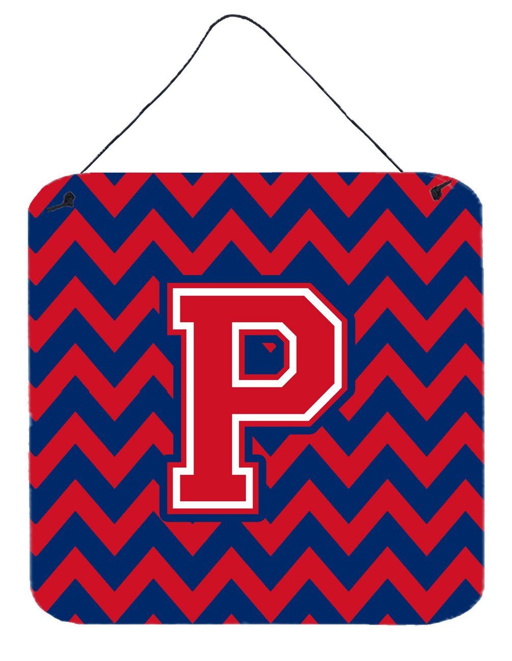 Letter P Chevron Yale Blue and Crimson Wall or Door Hanging Prints CJ1054-PDS66 by Caroline&#39;s Treasures