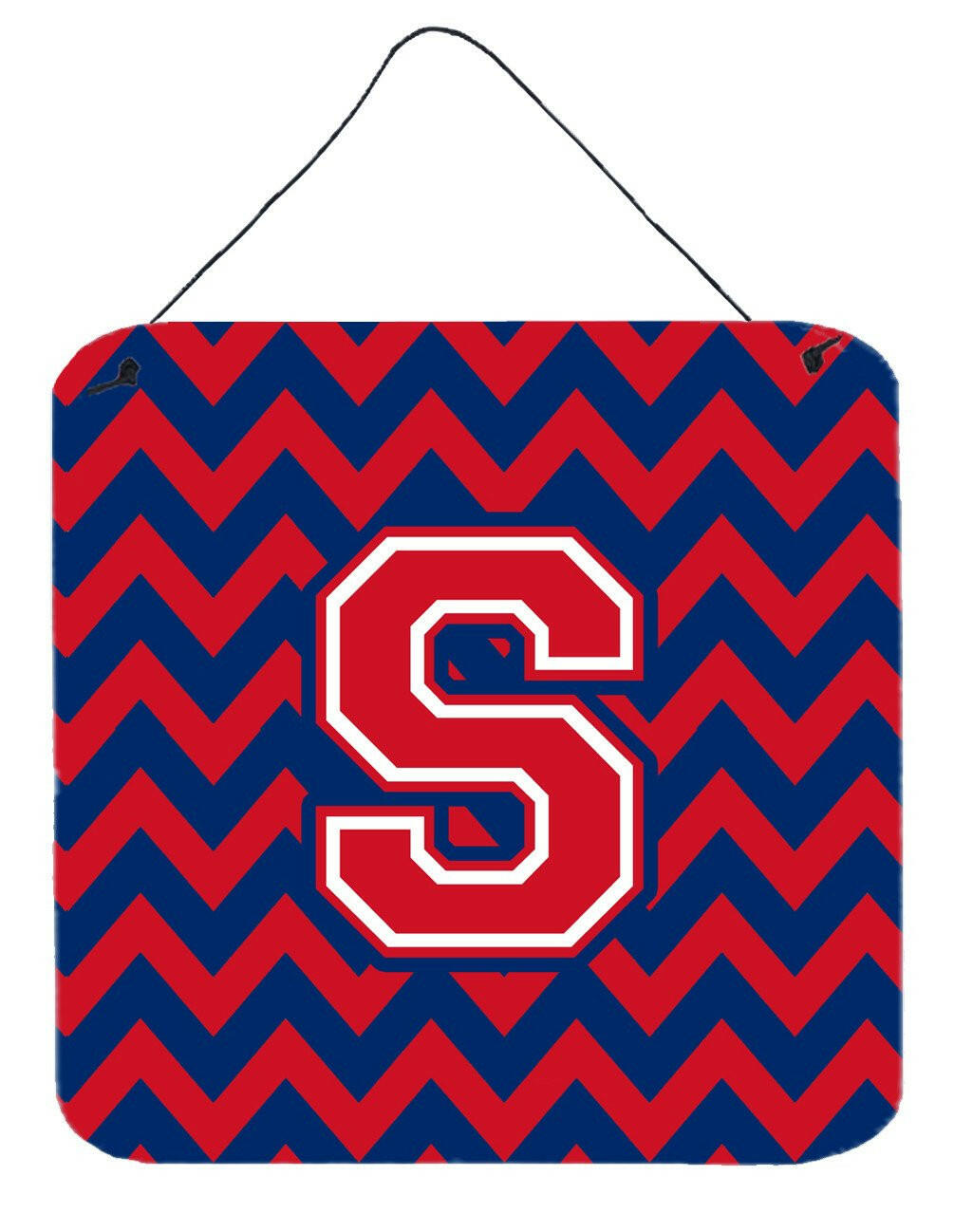 Letter S Chevron Yale Blue and Crimson Wall or Door Hanging Prints CJ1054-SDS66 by Caroline&#39;s Treasures