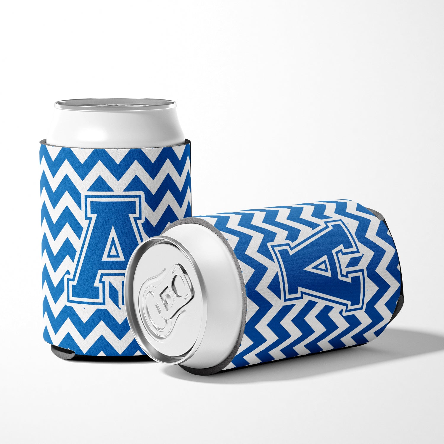 Letter A Chevron Blue and White Can or Bottle Hugger CJ1056-ACC.