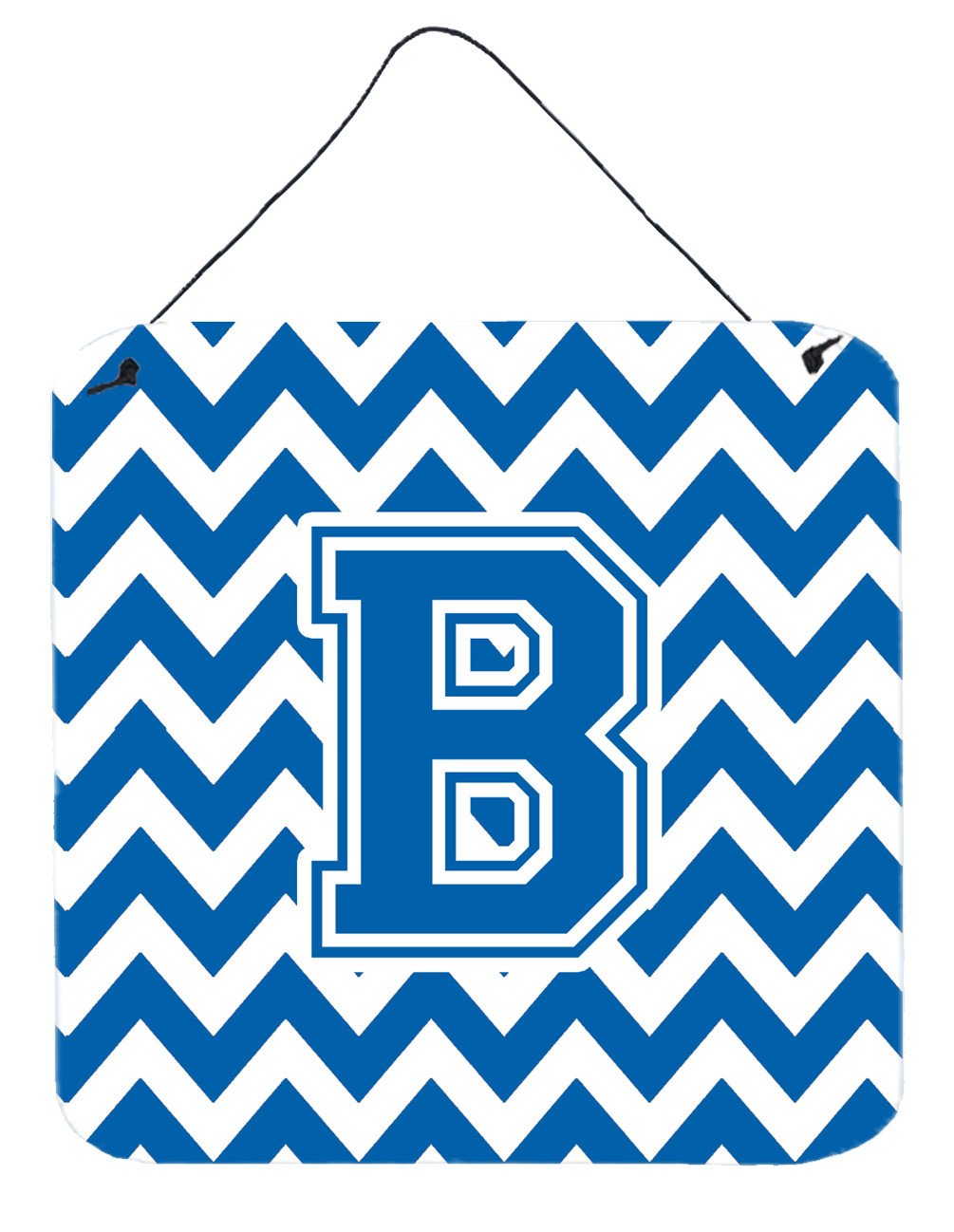 Letter B Chevron Blue and White Wall or Door Hanging Prints CJ1056-BDS66 by Caroline&#39;s Treasures