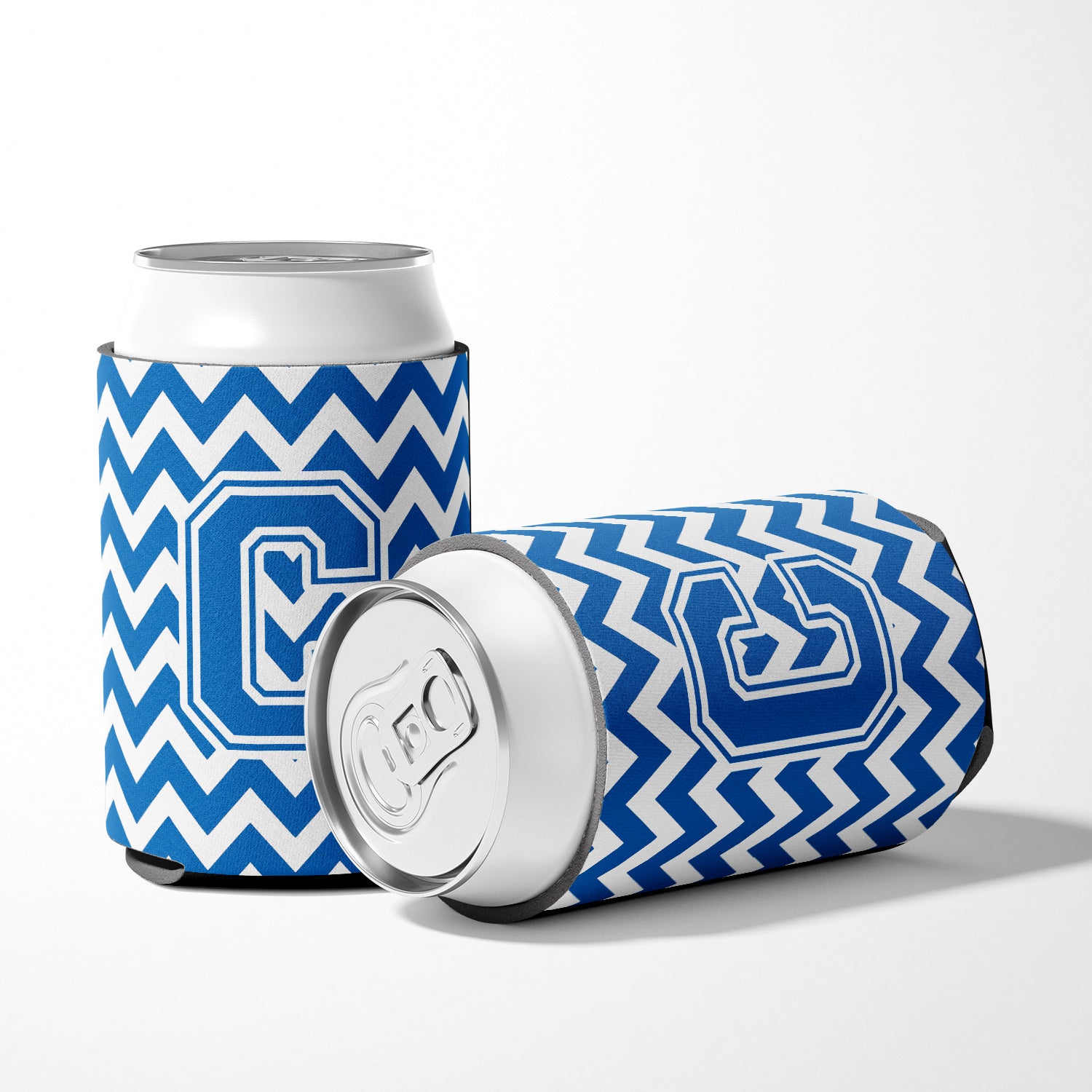 Letter C Chevron Blue and White Can or Bottle Hugger CJ1056-CCC.