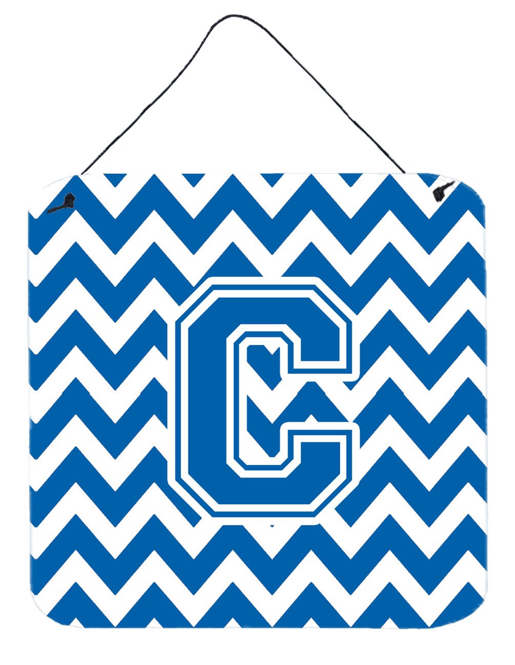 Letter C Chevron Blue and White Wall or Door Hanging Prints CJ1056-CDS66 by Caroline&#39;s Treasures