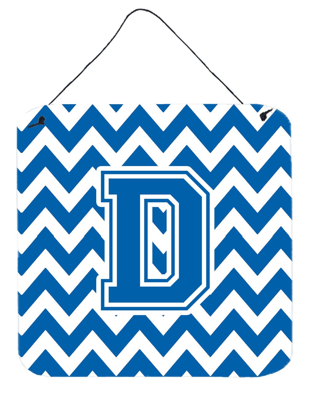 Letter D Chevron Blue and White Wall or Door Hanging Prints CJ1056-DDS66 by Caroline&#39;s Treasures