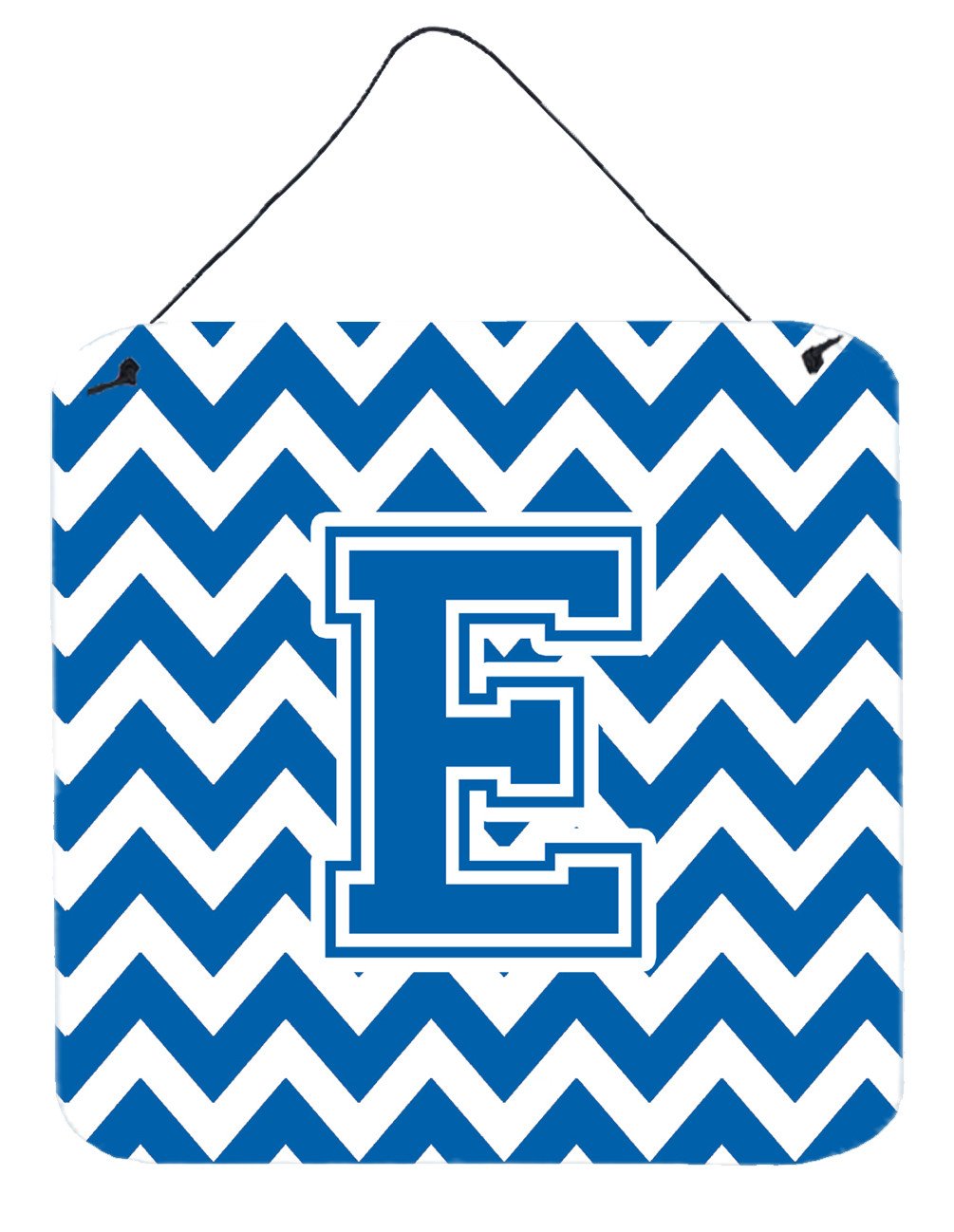 Letter E Chevron Blue and White Wall or Door Hanging Prints CJ1056-EDS66 by Caroline&#39;s Treasures