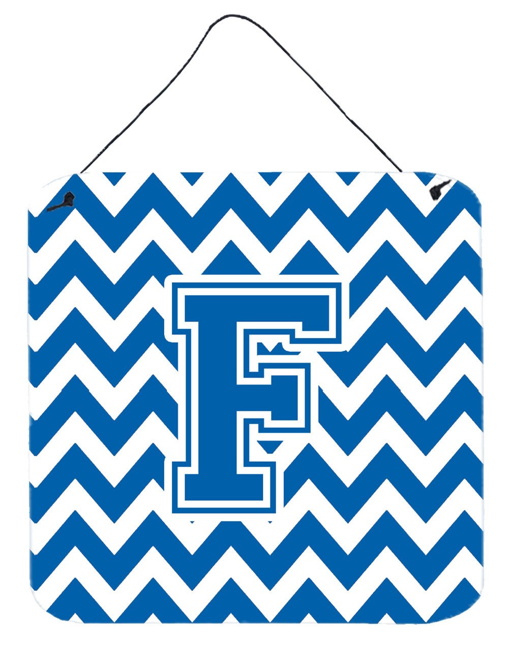 Letter F Chevron Blue and White Wall or Door Hanging Prints CJ1056-FDS66 by Caroline's Treasures