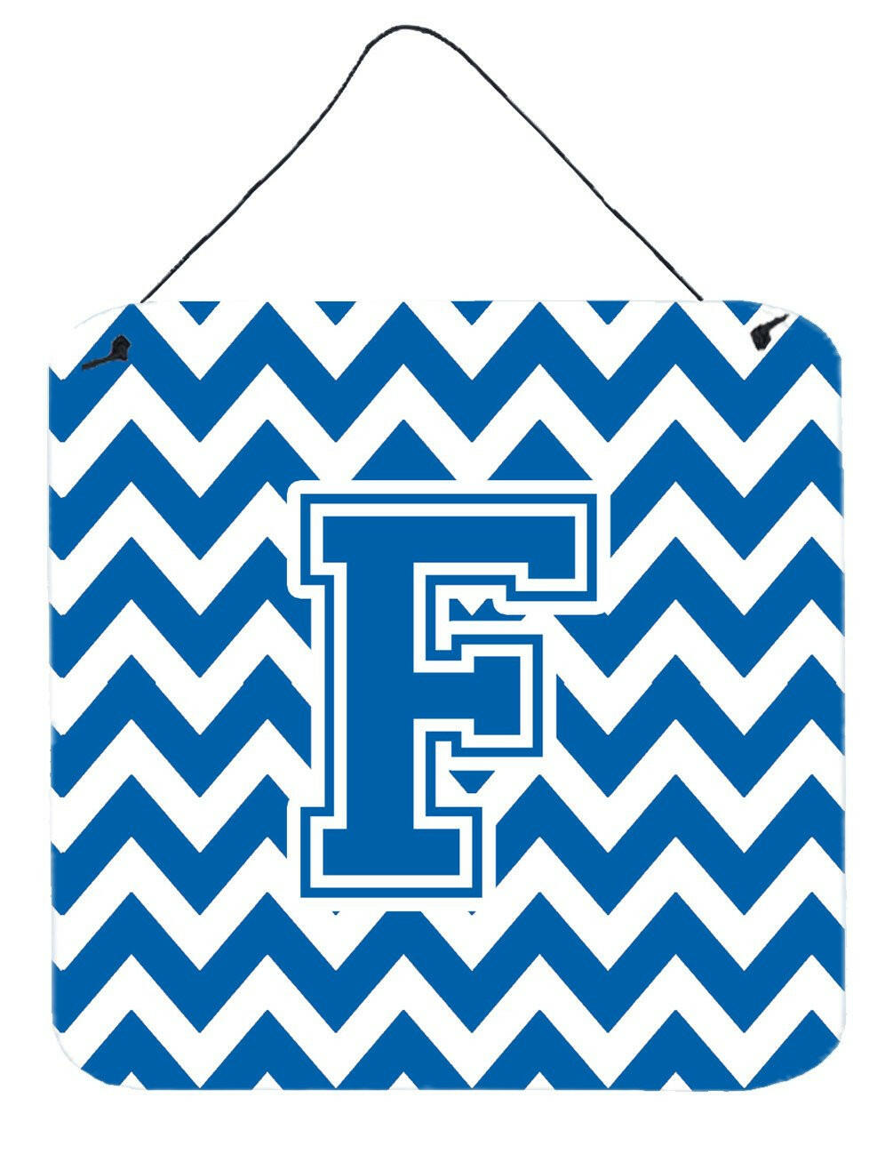 Letter F Chevron Blue and White Wall or Door Hanging Prints CJ1056-FDS66 by Caroline&#39;s Treasures