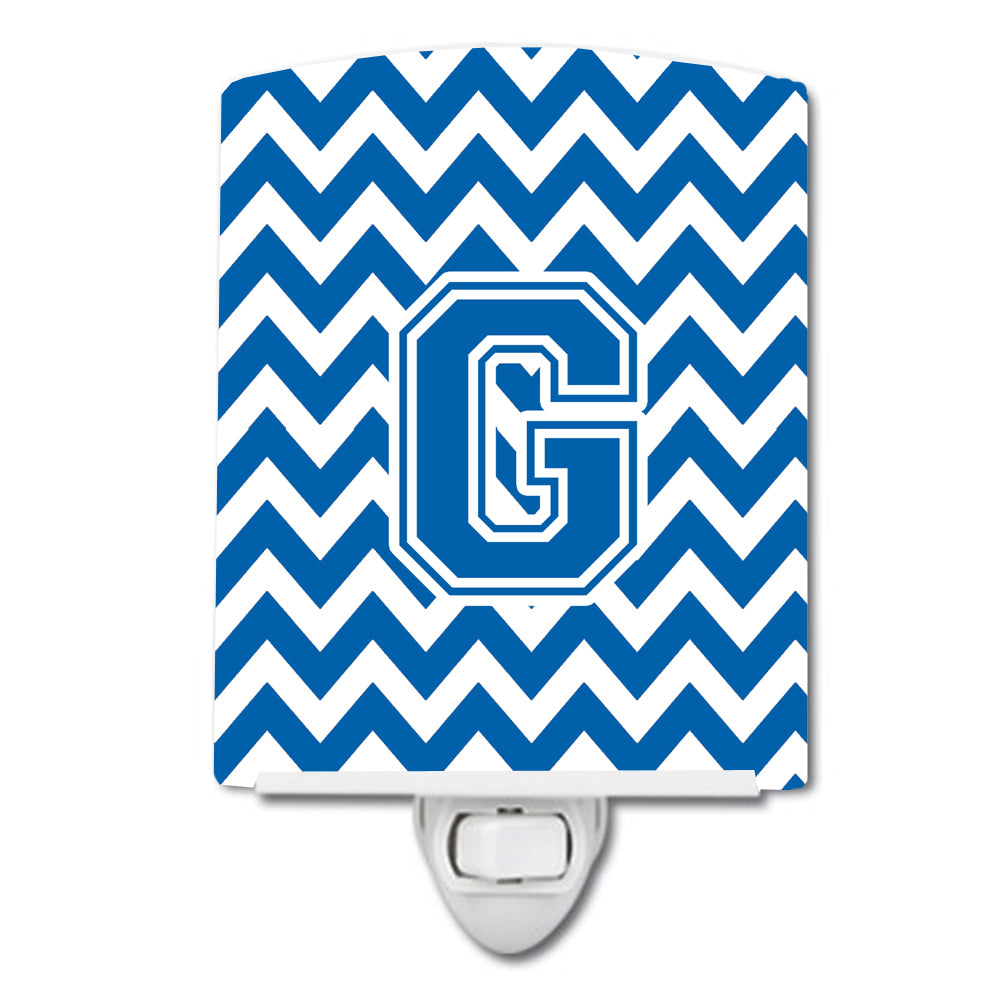 Letter G Chevron Blue and White Ceramic Night Light CJ1056-GCNL - the-store.com