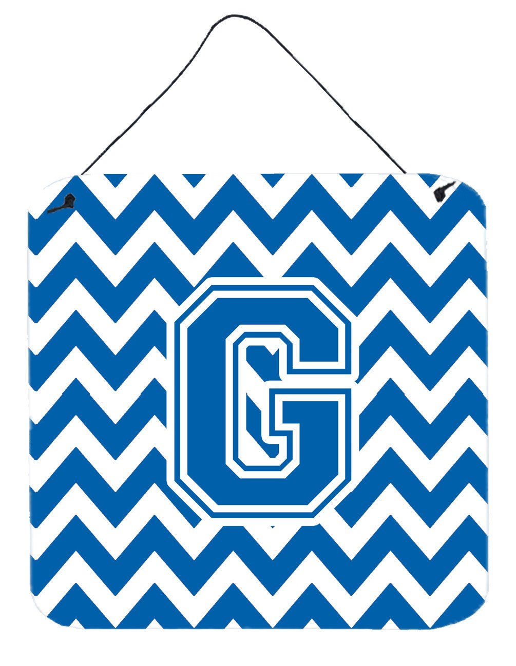 Letter G Chevron Blue and White Wall or Door Hanging Prints CJ1056-GDS66 by Caroline&#39;s Treasures