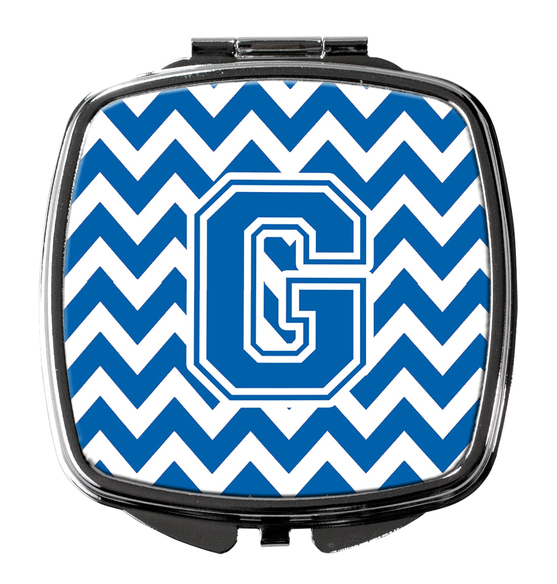 Letter G Chevron Blue and White Compact Mirror CJ1056-GSCM