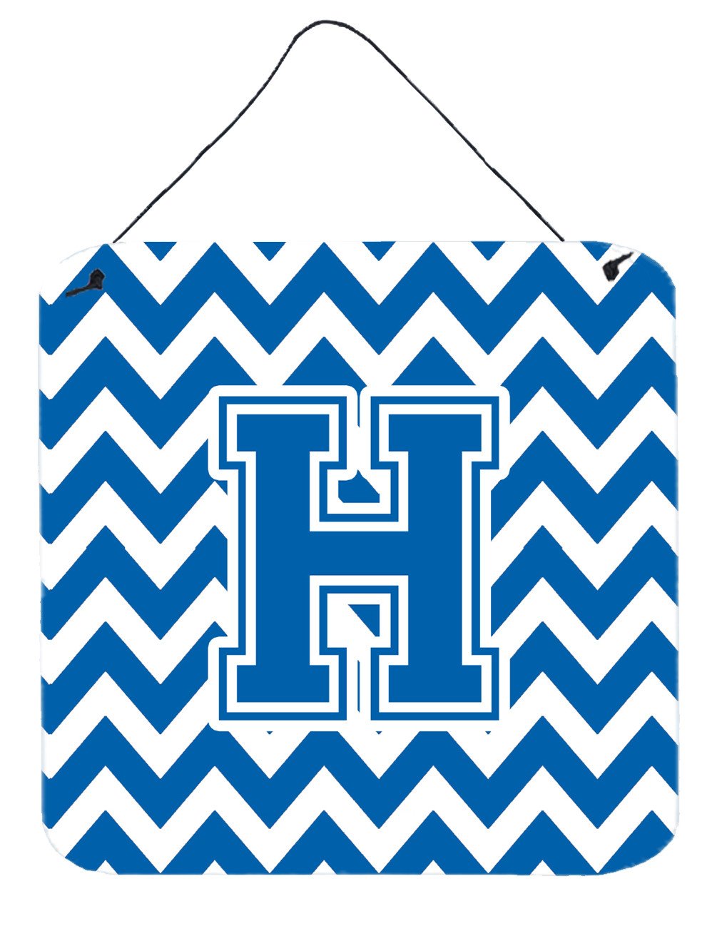 Letter H Chevron Blue and White Wall or Door Hanging Prints CJ1056-HDS66 by Caroline&#39;s Treasures