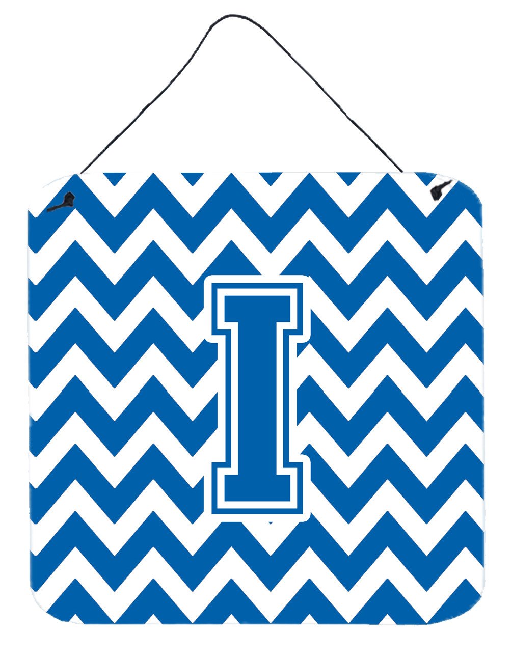 Letter I Chevron Blue and White Wall or Door Hanging Prints CJ1056-IDS66 by Caroline&#39;s Treasures
