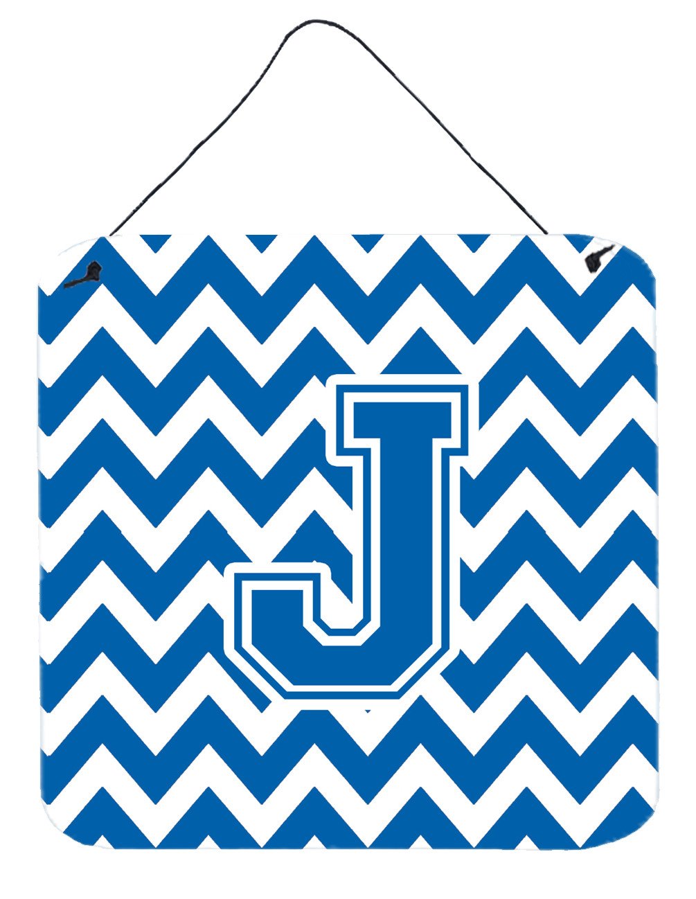 Letter J Chevron Blue and White Wall or Door Hanging Prints CJ1056-JDS66 by Caroline&#39;s Treasures