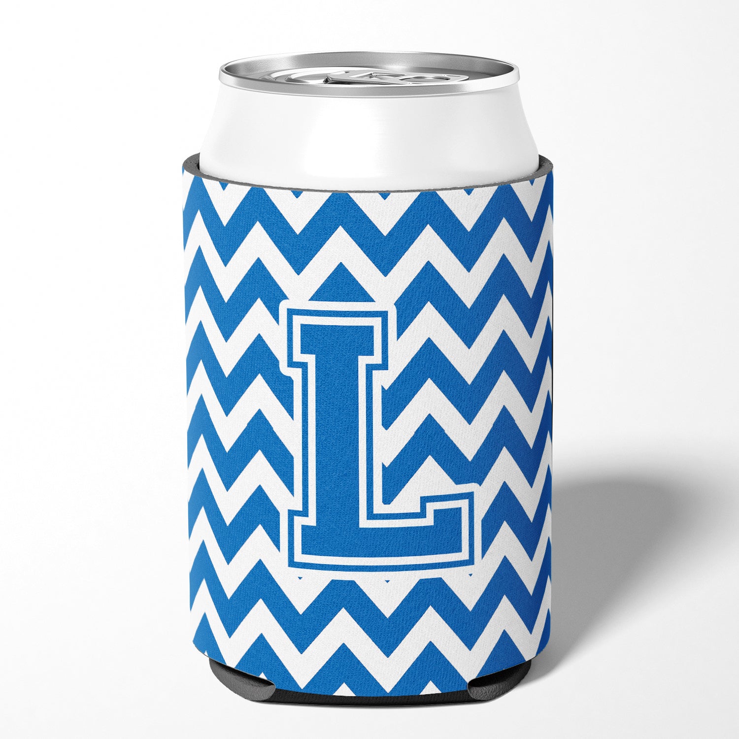 Letter L Chevron Blue and White Can or Bottle Hugger CJ1056-LCC