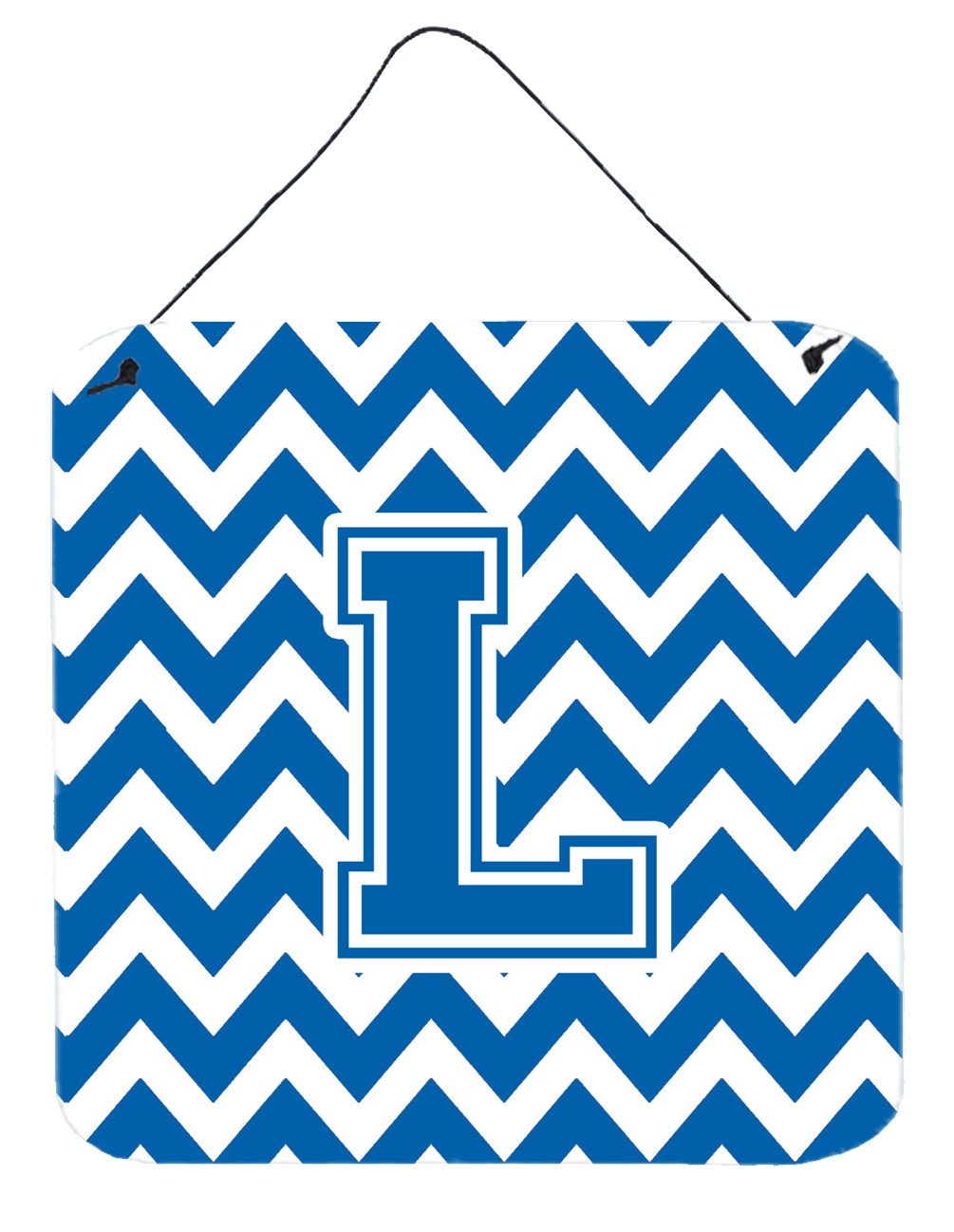 Letter L Chevron Blue and White Wall or Door Hanging Prints CJ1056-LDS66 by Caroline&#39;s Treasures