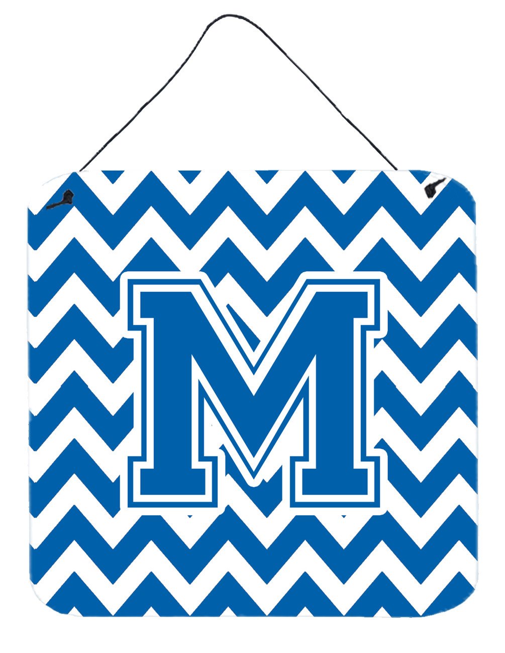 Letter M Chevron Blue and White Wall or Door Hanging Prints CJ1056-MDS66 by Caroline&#39;s Treasures