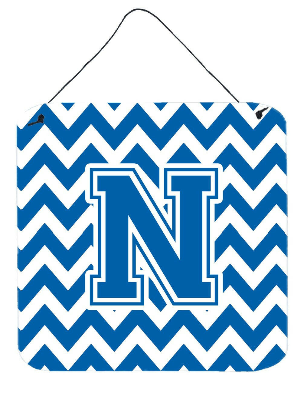 Letter N Chevron Blue and White Wall or Door Hanging Prints CJ1056-NDS66 by Caroline&#39;s Treasures
