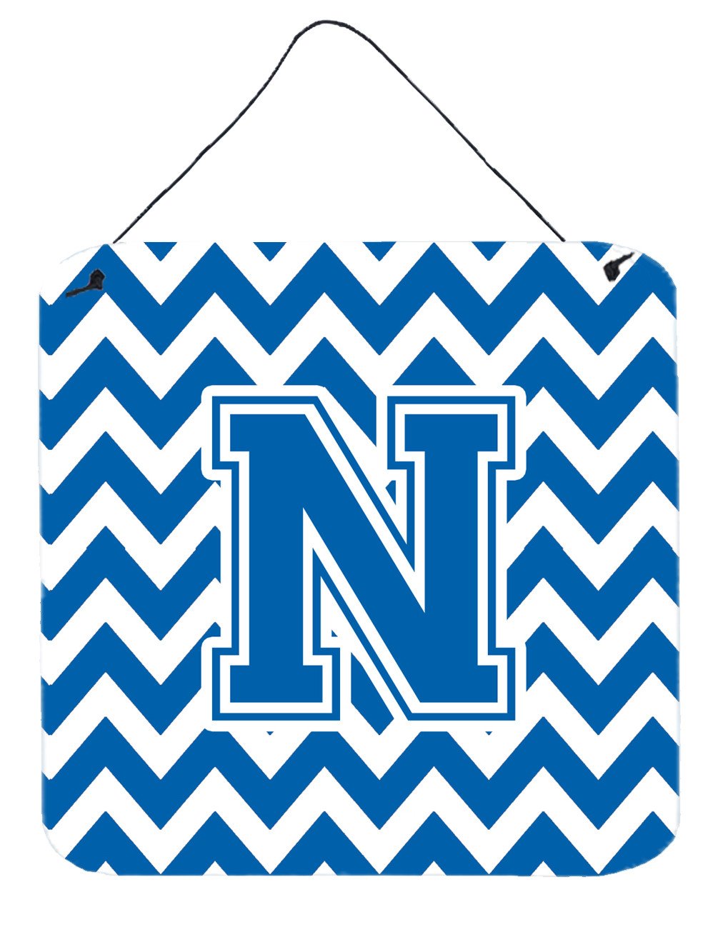 Letter N Chevron Blue and White Wall or Door Hanging Prints CJ1056-NDS66 by Caroline&#39;s Treasures