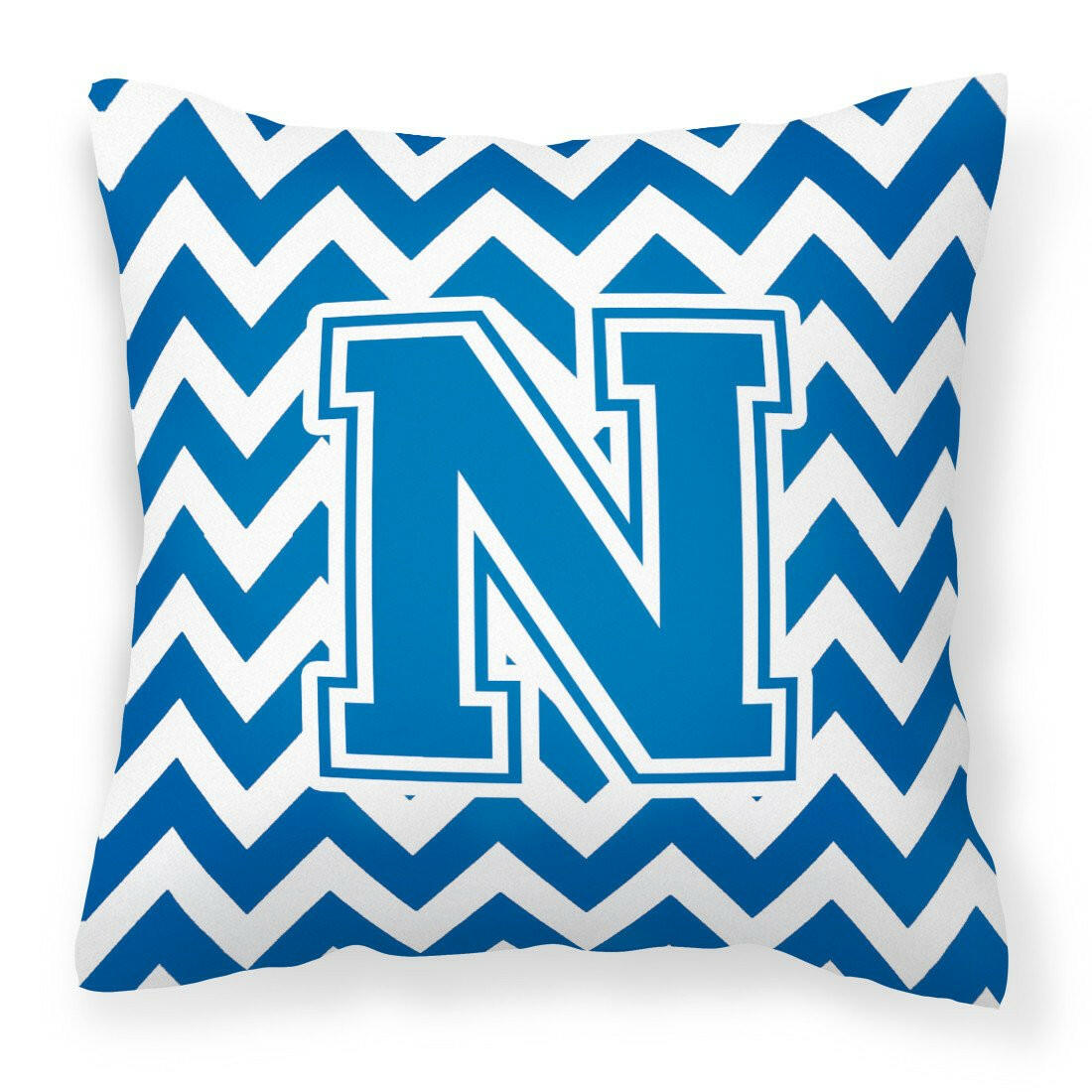 Letter N Chevron Blue and White Fabric Decorative Pillow CJ1056-NPW1414 by Caroline&#39;s Treasures