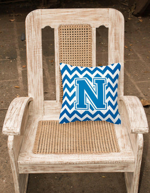 Letter N Chevron Blue and White Fabric Decorative Pillow CJ1056-NPW1414 by Caroline's Treasures