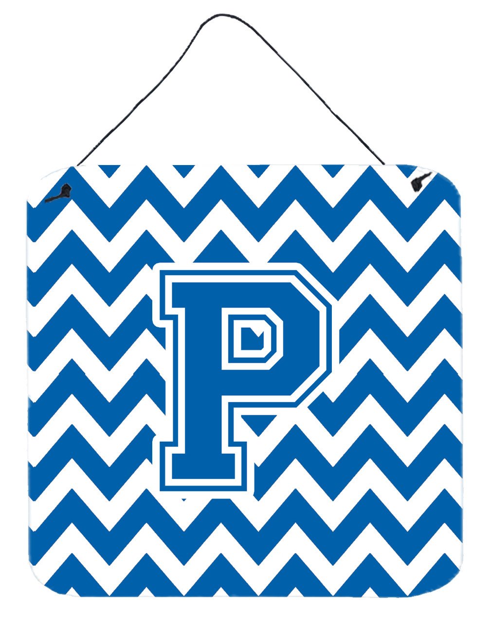 Letter P Chevron Blue and White Wall or Door Hanging Prints CJ1056-PDS66 by Caroline&#39;s Treasures