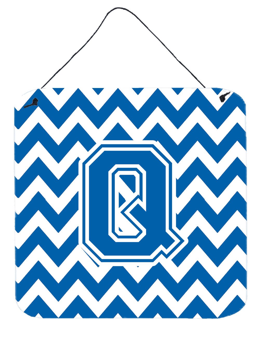 Letter Q Chevron Blue and White Wall or Door Hanging Prints CJ1056-QDS66 by Caroline&#39;s Treasures