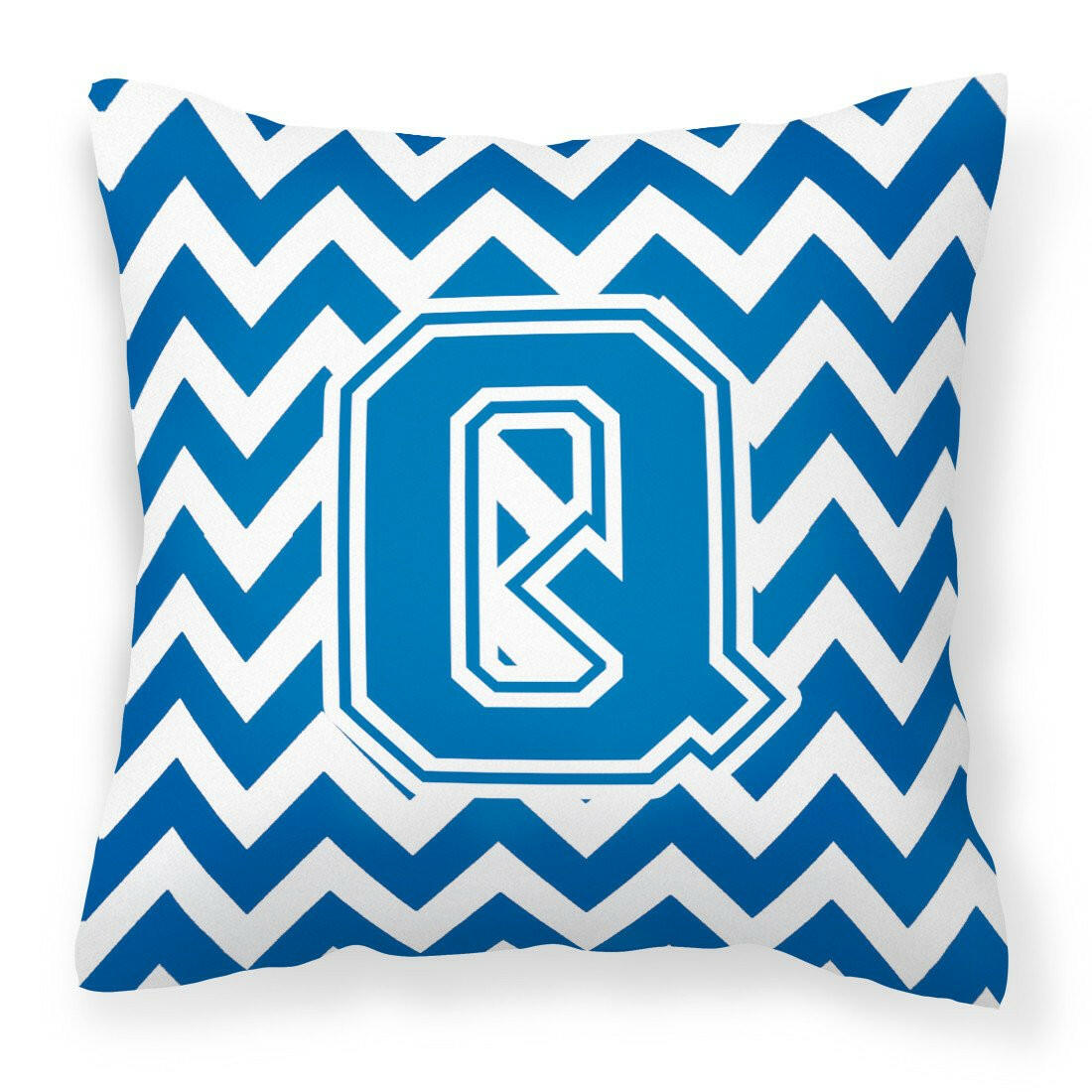 Letter Q Chevron Blue and White Fabric Decorative Pillow CJ1056-QPW1414 by Caroline&#39;s Treasures
