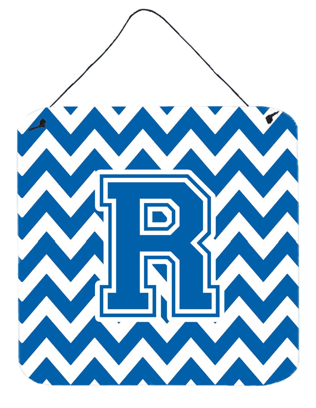 Letter R Chevron Blue and White Wall or Door Hanging Prints CJ1056-RDS66 by Caroline&#39;s Treasures