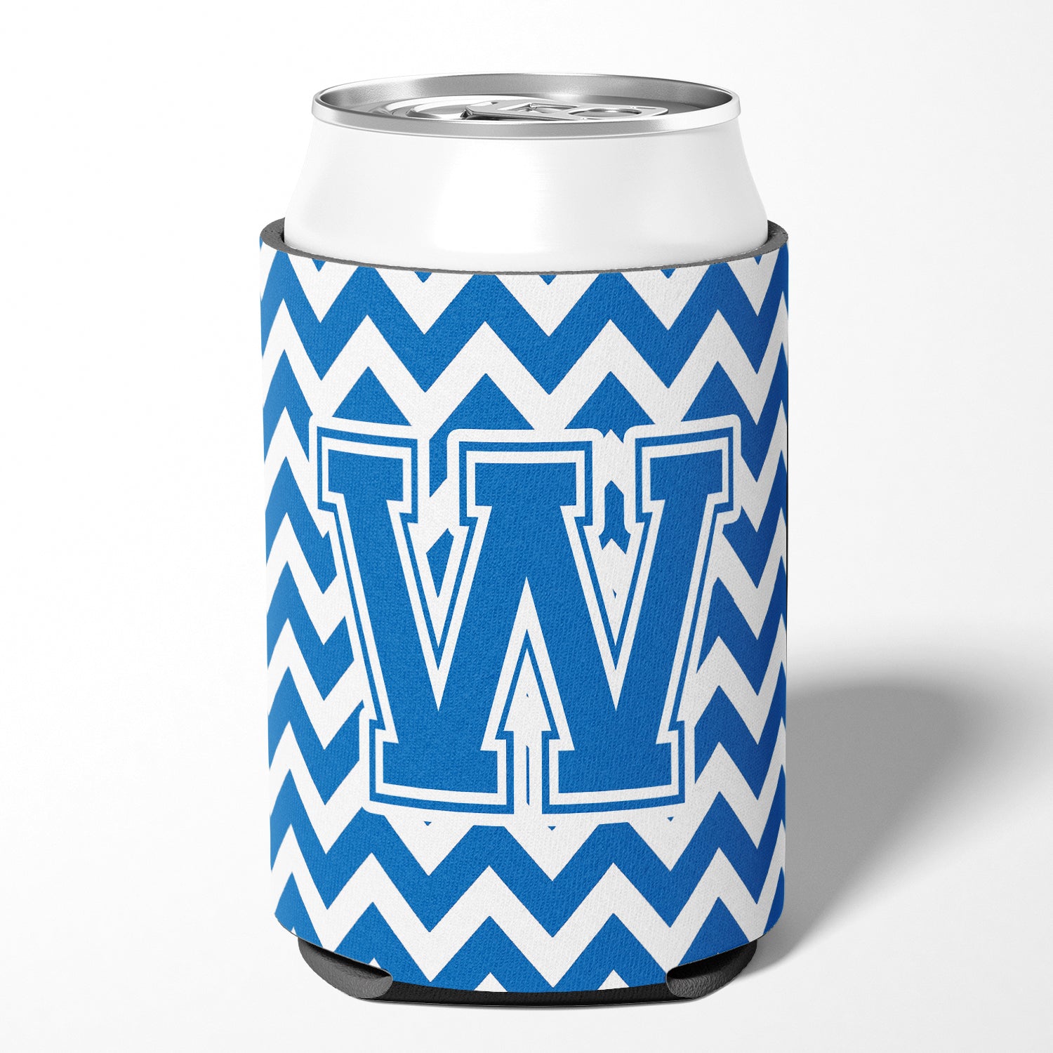 Letter W Chevron Blue and White Can or Bottle Hugger CJ1056-WCC