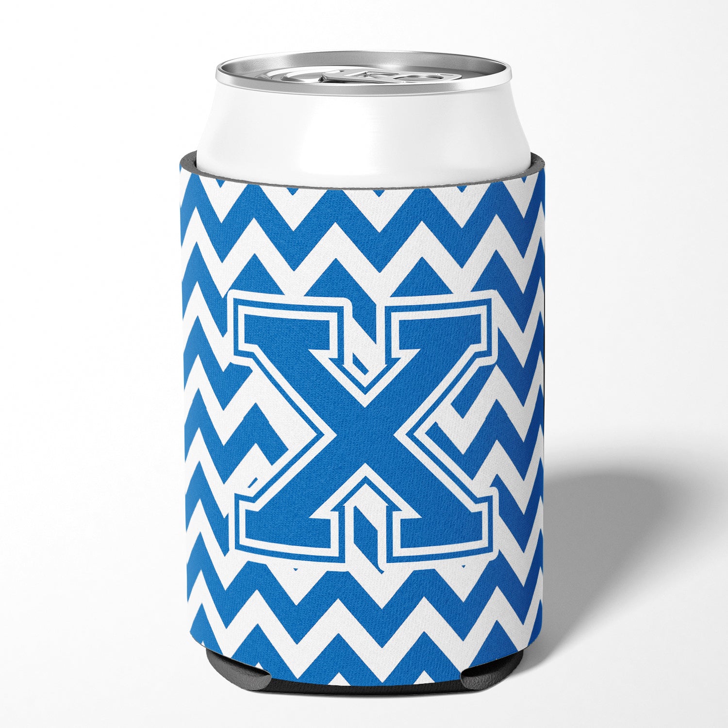 Letter X Chevron Blue and White Can or Bottle Hugger CJ1056-XCC