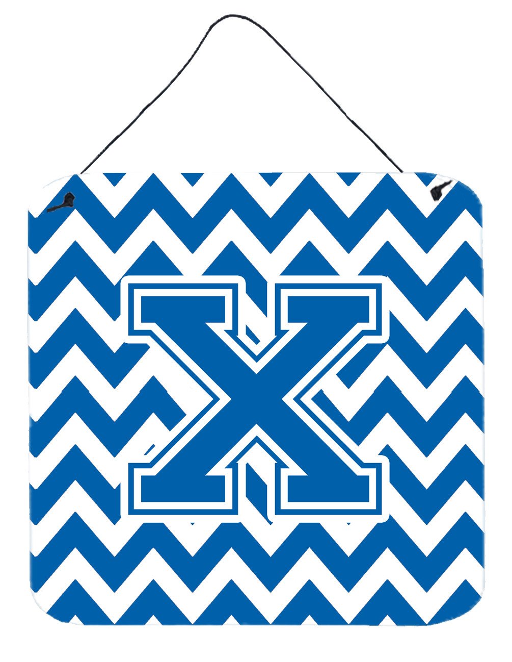 Letter X Chevron Blue and White Wall or Door Hanging Prints CJ1056-XDS66 by Caroline&#39;s Treasures