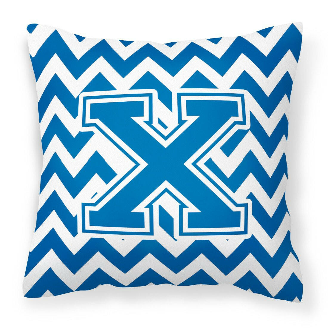 Letter X Chevron Blue and White Fabric Decorative Pillow CJ1056-XPW1414 by Caroline's Treasures
