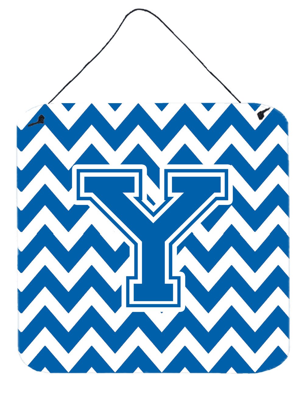 Letter Y Chevron Blue and White Wall or Door Hanging Prints CJ1056-YDS66 by Caroline&#39;s Treasures