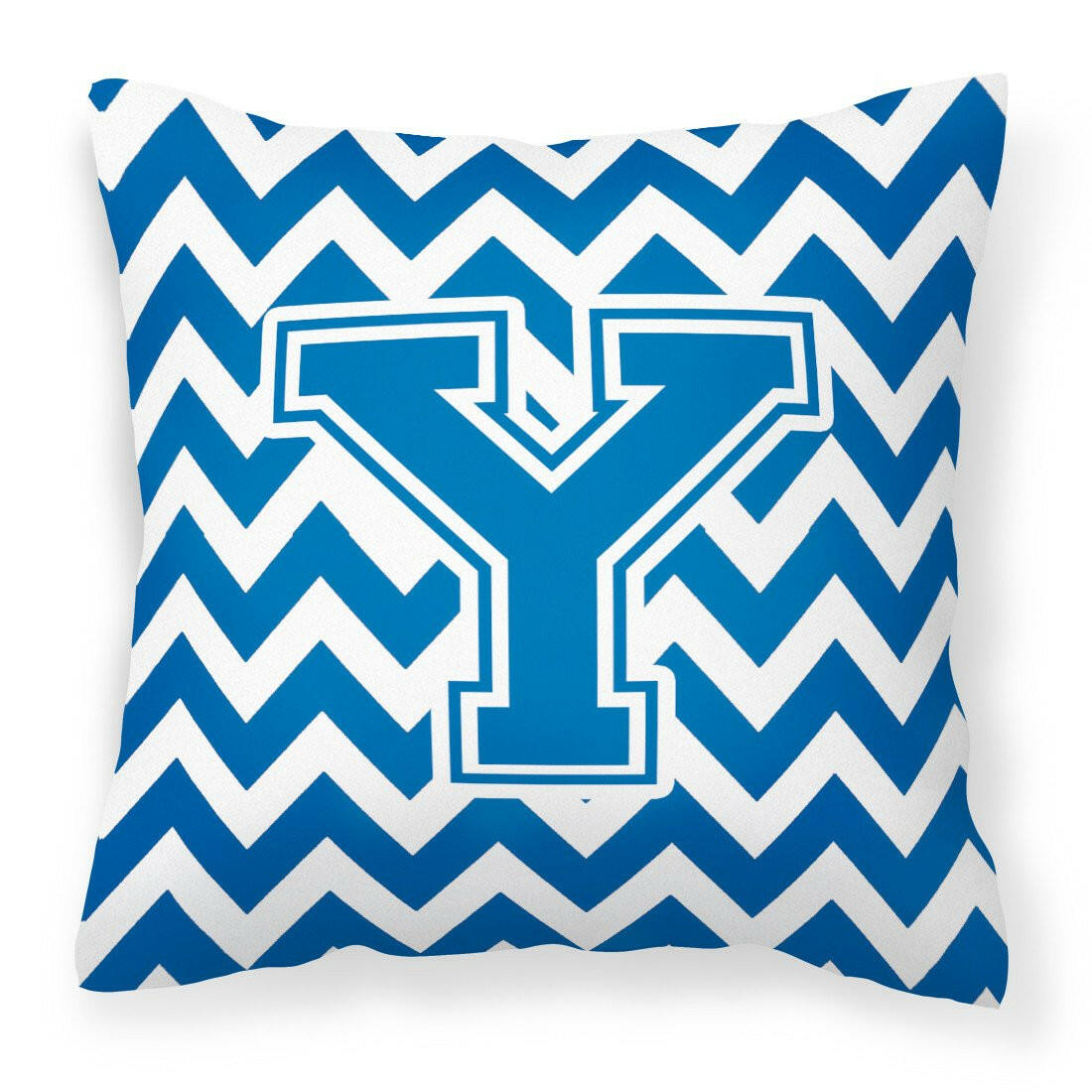 Letter Y Chevron Blue and White Fabric Decorative Pillow CJ1056-YPW1414 by Caroline's Treasures