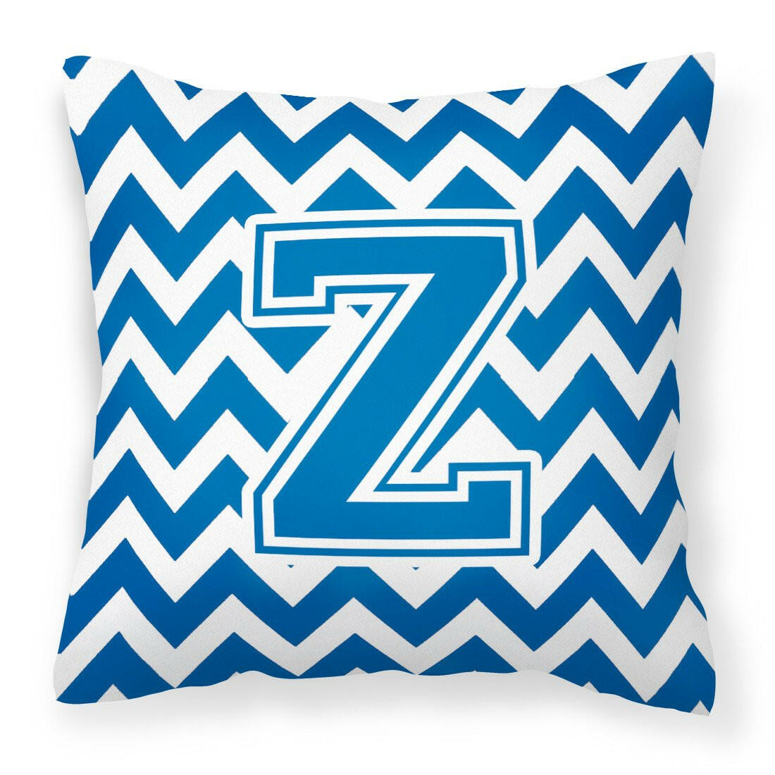 Letter Z Chevron Blue and White Fabric Decorative Pillow CJ1056-ZPW1414 by Caroline&#39;s Treasures
