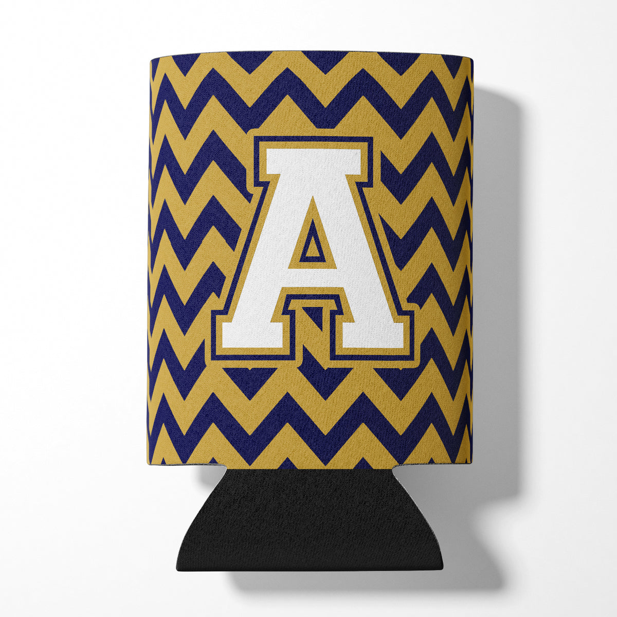 Letter A Chevron Navy Blue and Gold Can or Bottle Hugger CJ1057-ACC