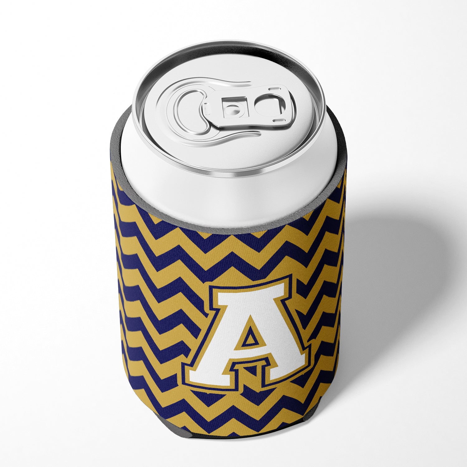 Letter A Chevron Navy Blue and Gold Can or Bottle Hugger CJ1057-ACC