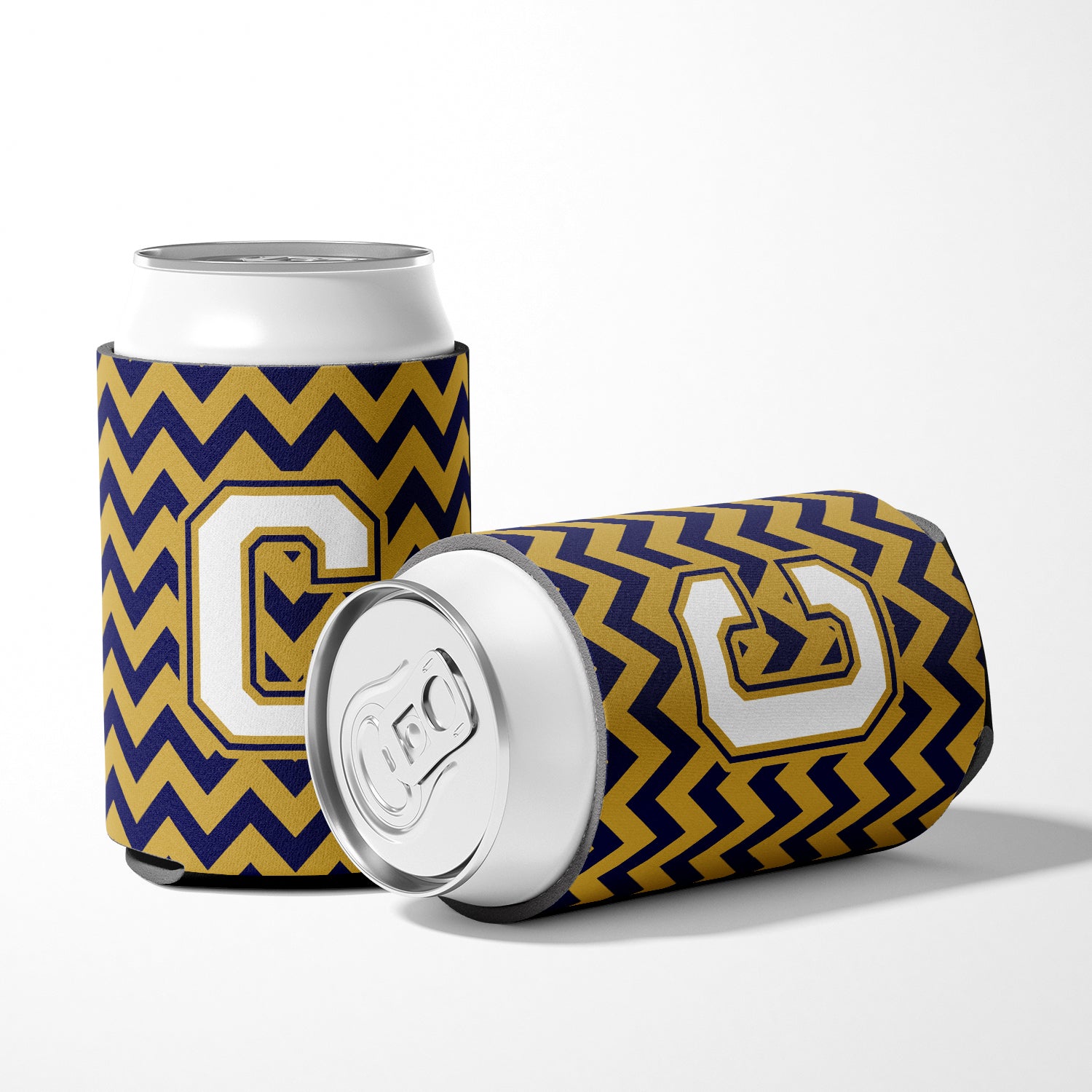 Letter C Chevron Navy Blue and Gold Can or Bottle Hugger CJ1057-CCC