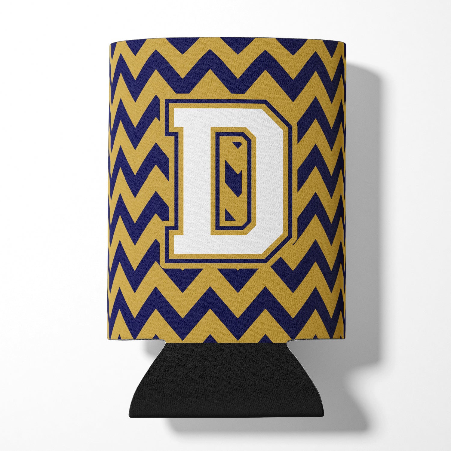 Letter D Chevron Navy Blue and Gold Can or Bottle Hugger CJ1057-DCC