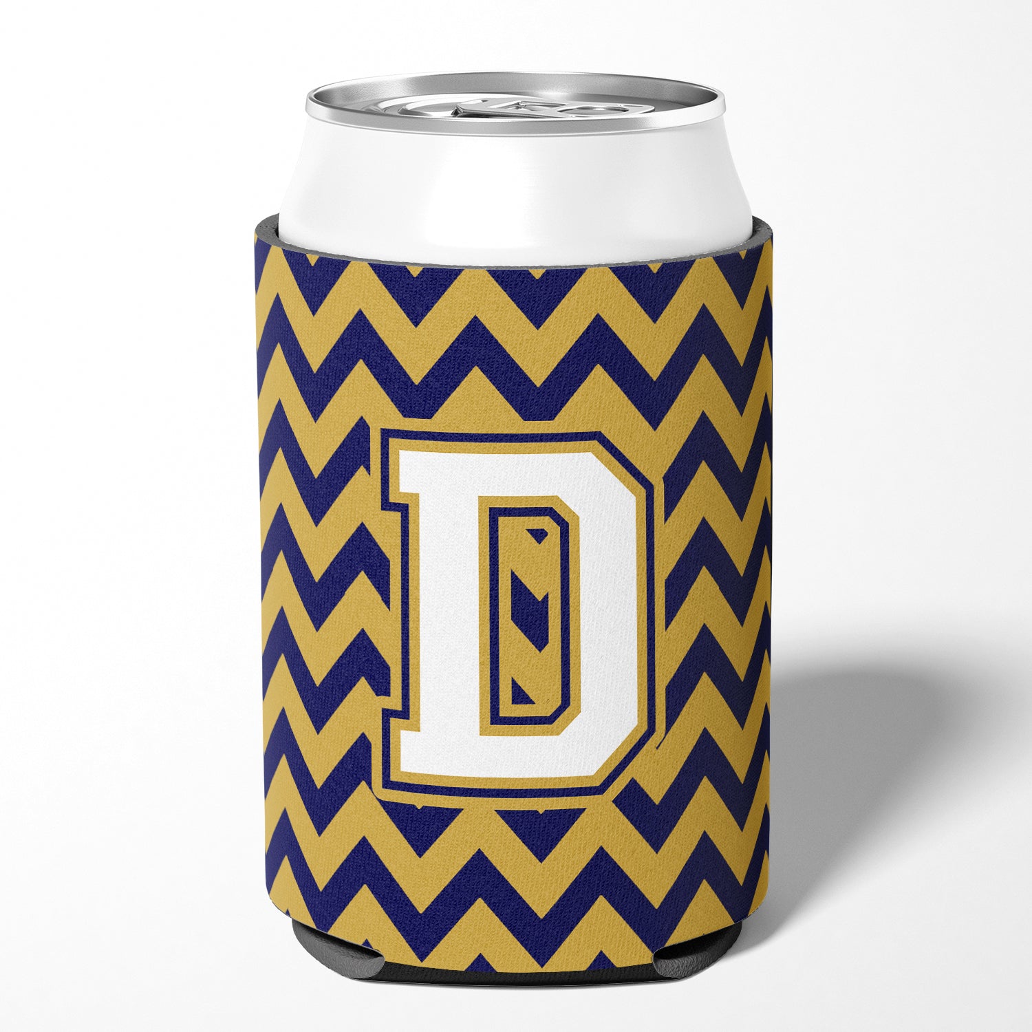Letter D Chevron Navy Blue and Gold Can or Bottle Hugger CJ1057-DCC