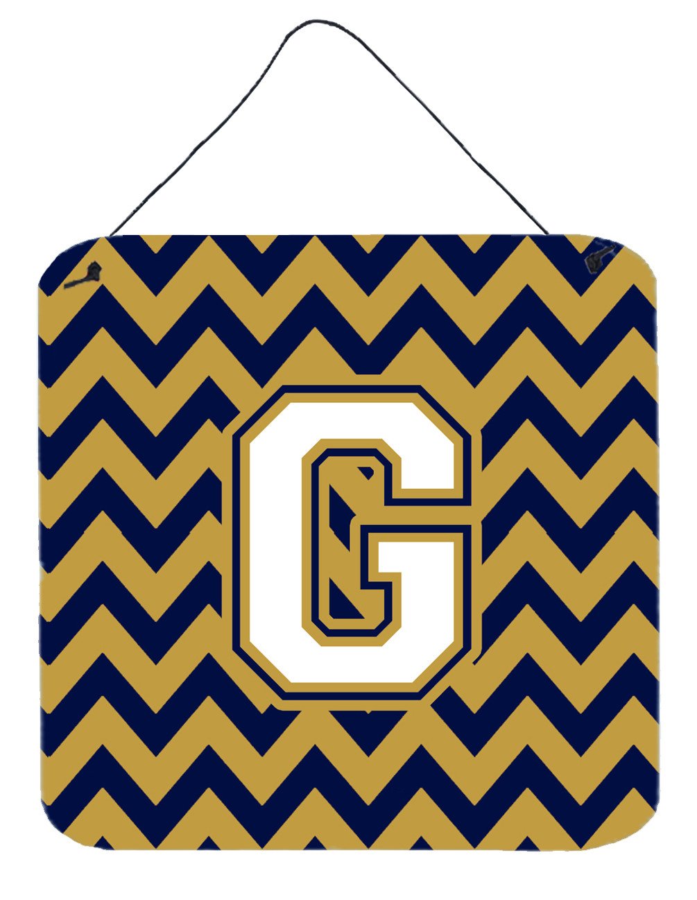 Letter G Chevron Navy Blue and Gold Wall or Door Hanging Prints CJ1057-GDS66 by Caroline&#39;s Treasures