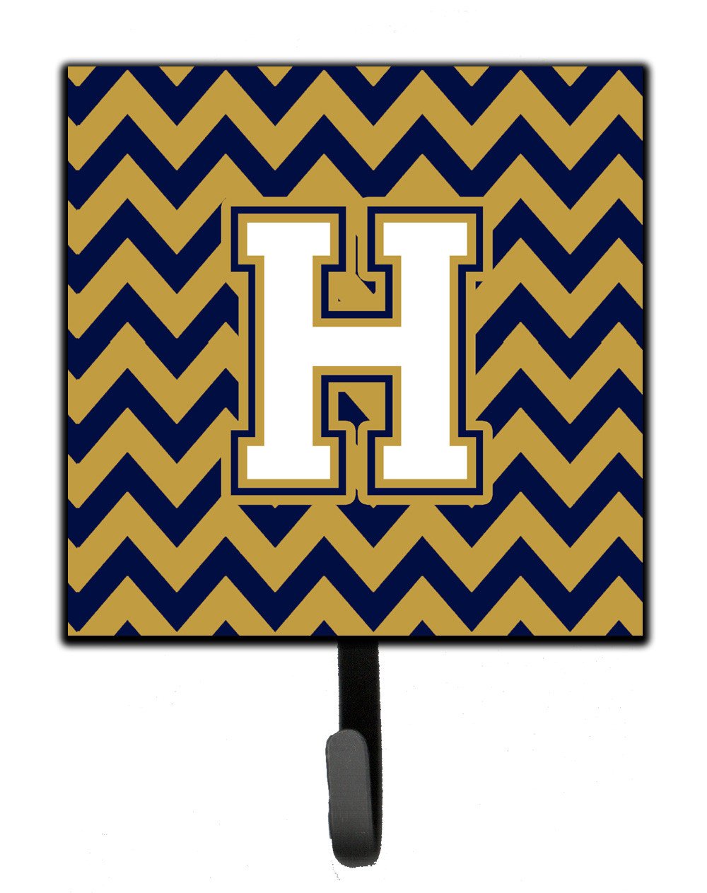 Letter H Chevron Navy Blue and Gold Leash or Key Holder CJ1057-HSH4 by Caroline&#39;s Treasures