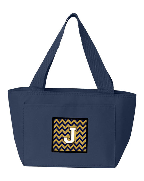 Letter J Chevron Navy Blue and Gold Lunch Bag CJ1057-JNA-8808 by Caroline's Treasures