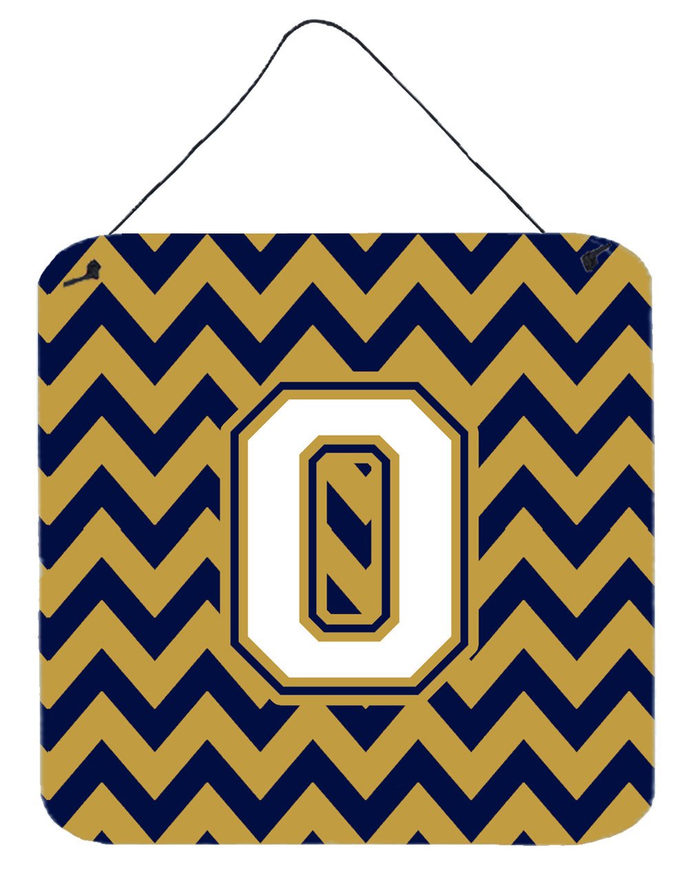 Letter O Chevron Navy Blue and Gold Wall or Door Hanging Prints CJ1057-ODS66 by Caroline&#39;s Treasures