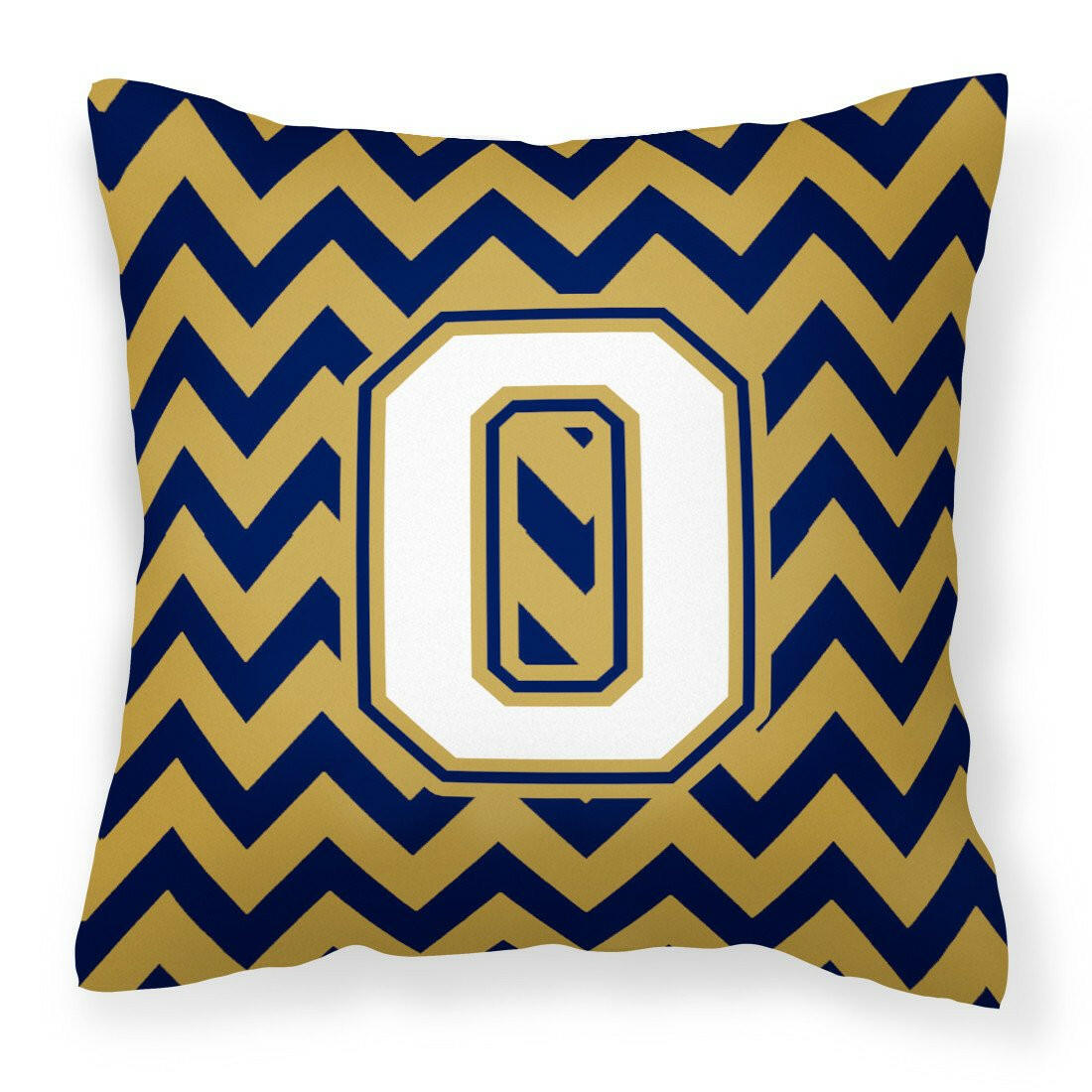 Letter O Chevron Navy Blue and Gold Fabric Decorative Pillow CJ1057-OPW1414 by Caroline&#39;s Treasures
