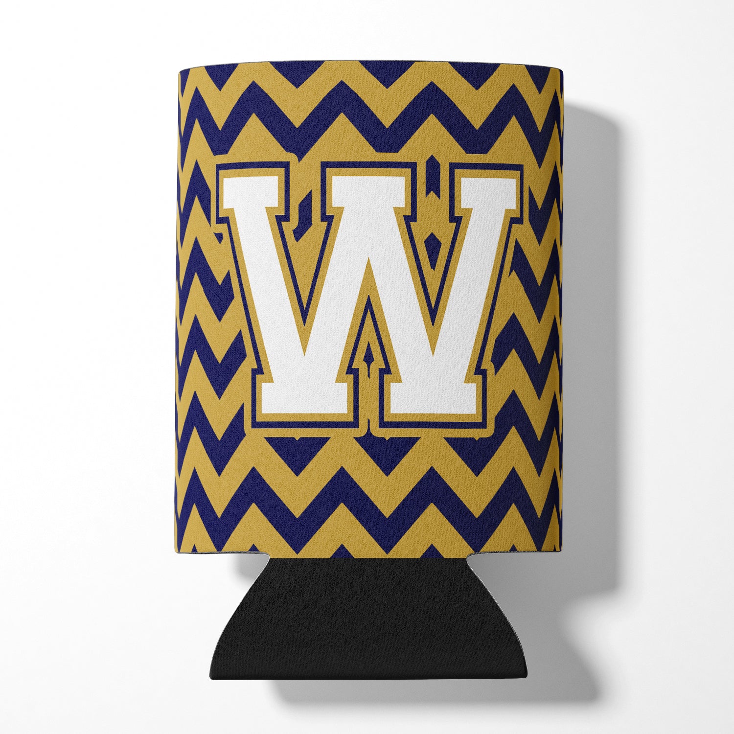 Letter W Chevron Navy Blue and Gold Can or Bottle Hugger CJ1057-WCC
