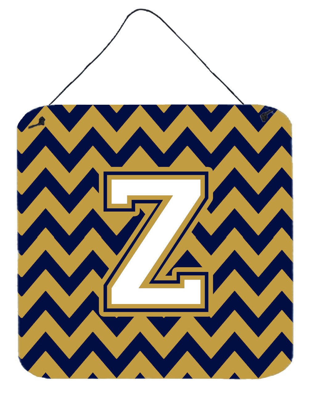 Letter Z Chevron Navy Blue and Gold Wall or Door Hanging Prints CJ1057-ZDS66 by Caroline&#39;s Treasures