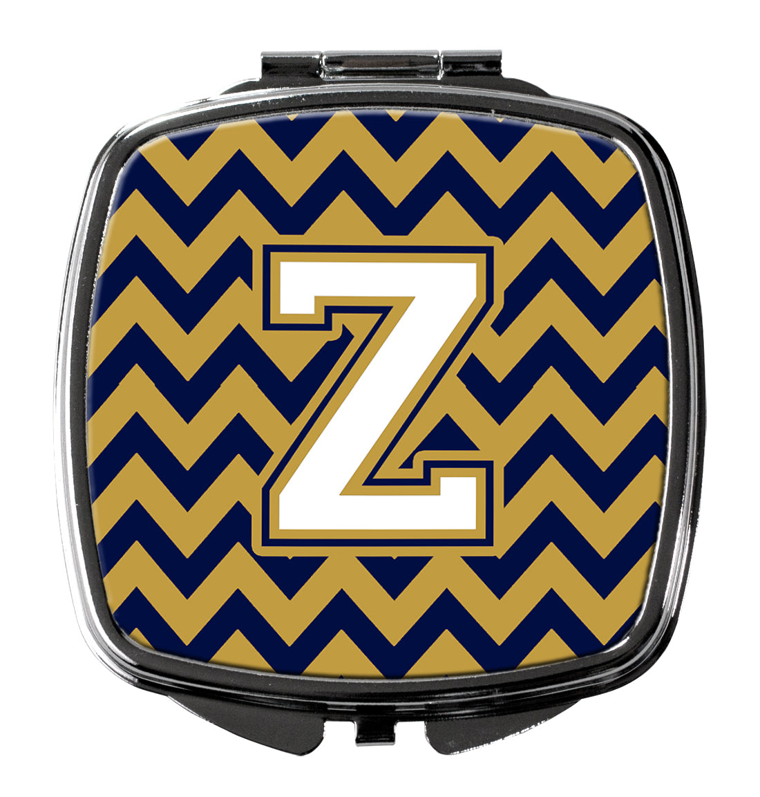 Letter Z Chevron Navy Blue and Gold Compact Mirror CJ1057-ZSCM  the-store.com.