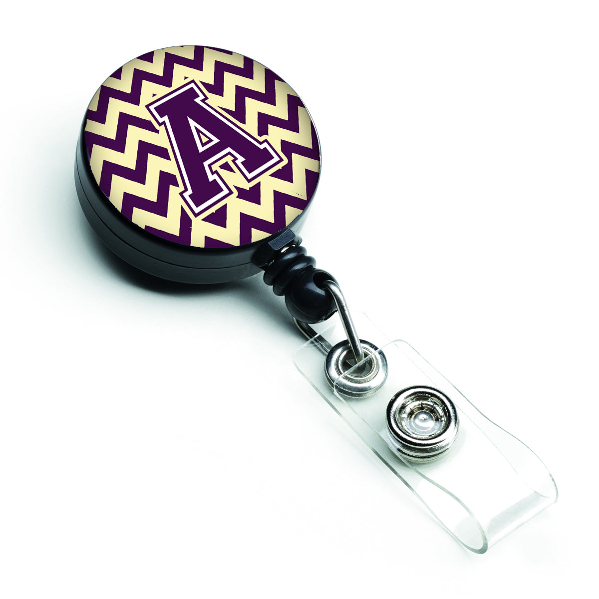 Letter A Chevron Purple and Gold Retractable Badge Reel CJ1058-ABR