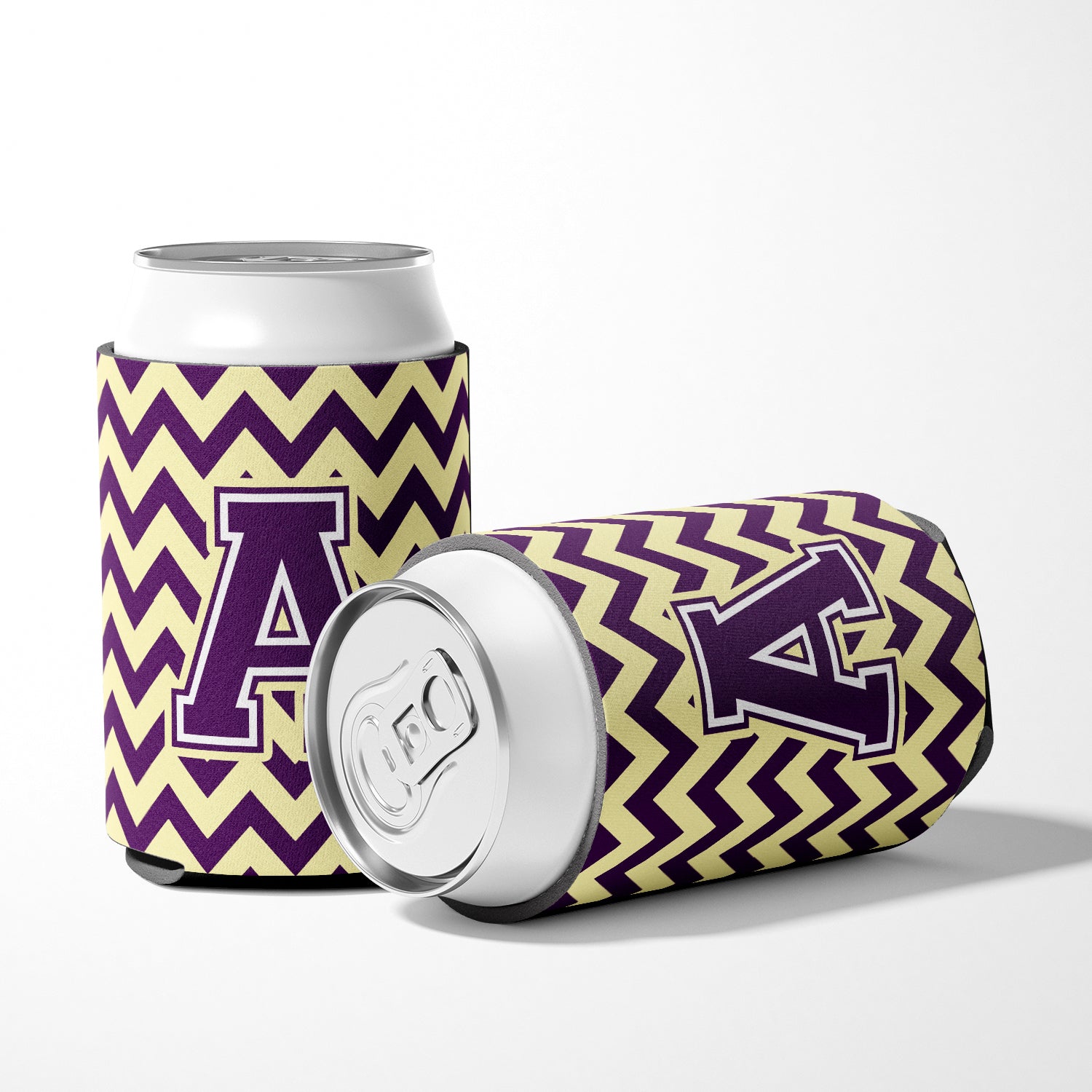 Letter A Chevron Purple and Gold Can or Bottle Hugger CJ1058-ACC.