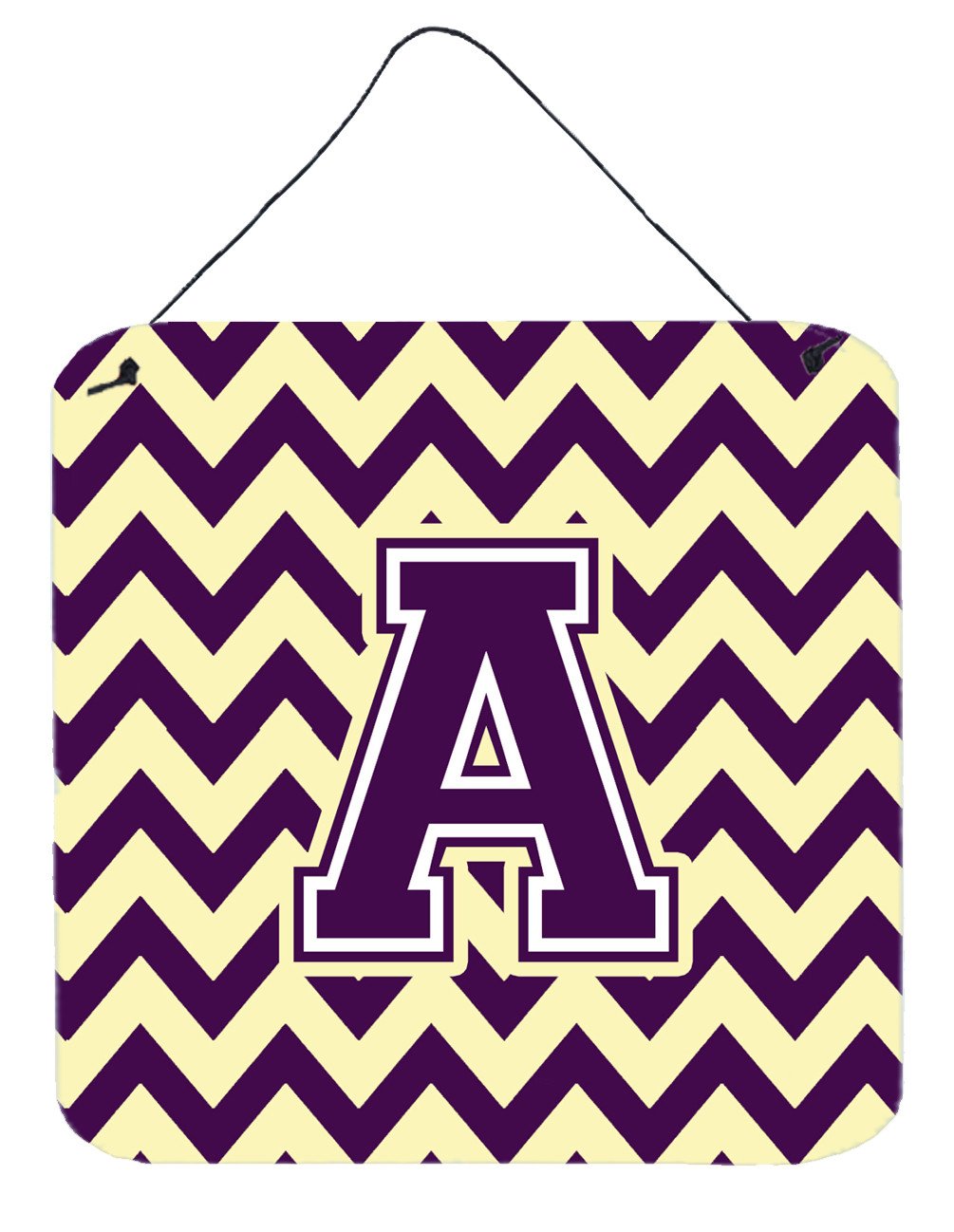 Letter A Chevron Purple and Gold Wall or Door Hanging Prints CJ1058-ADS66 by Caroline&#39;s Treasures